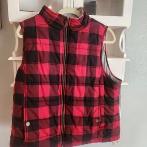 Red and black plaid quilted vest